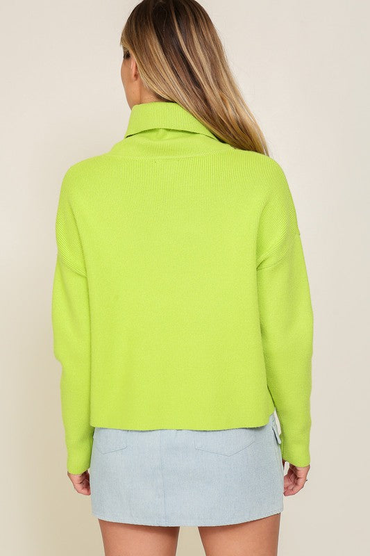 Light Green Knitted Turtleneck Sweater