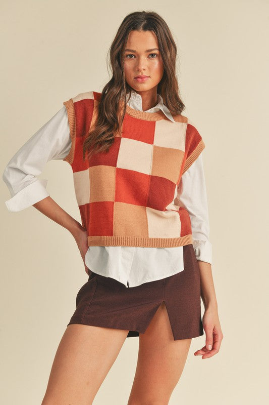 Checkered Sweater Vest