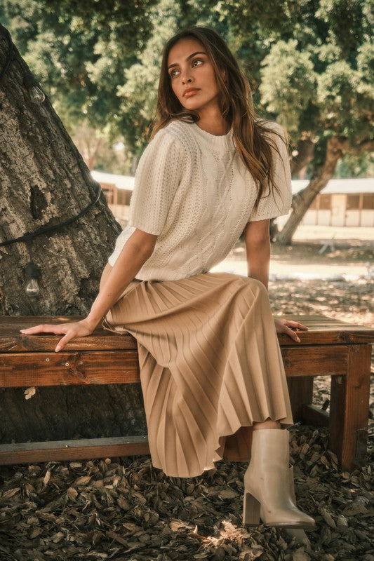 Ces Femme Puff Sleeve Cable Sweater