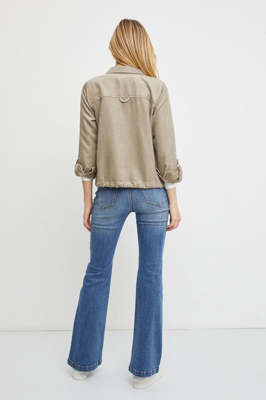 Olive Cropped Utility Jacket