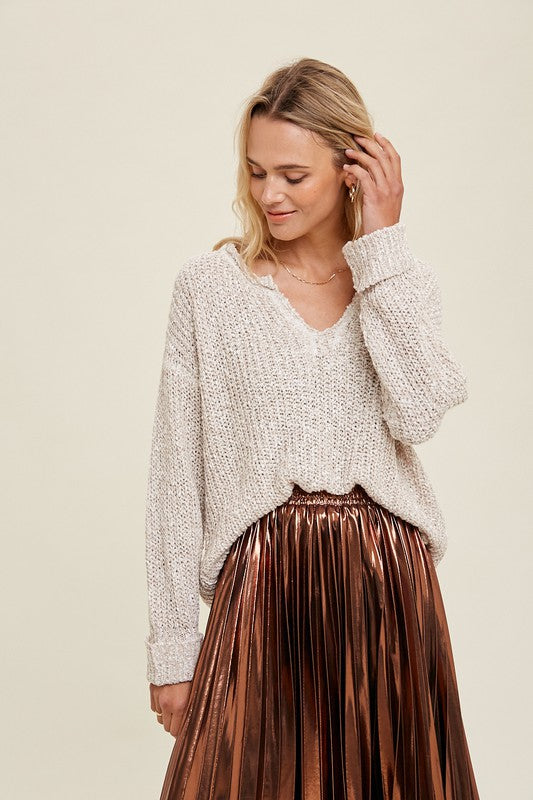 Wishlist Notched Neck Sweater