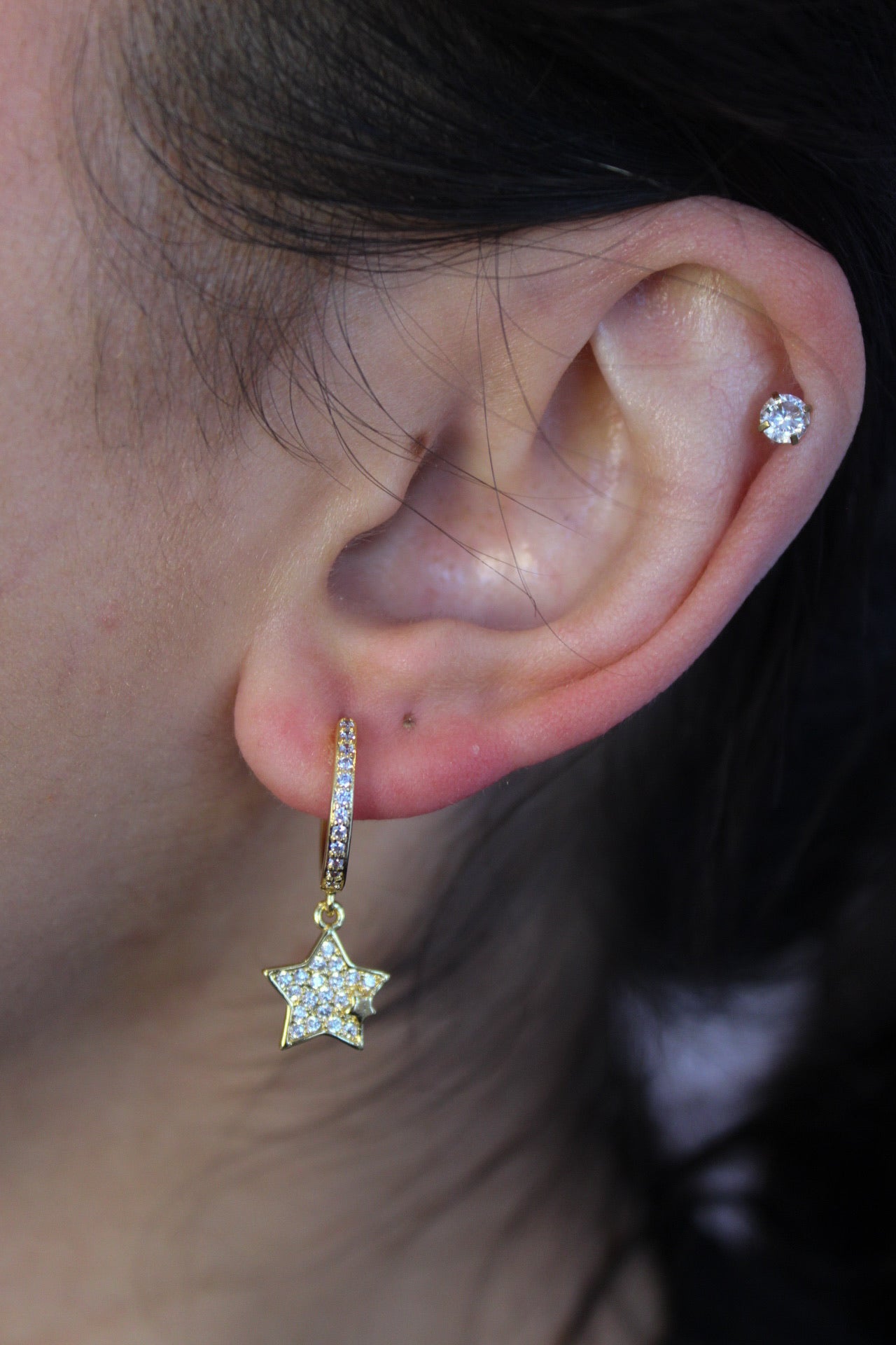 Star Huggie Earrings, Gold
