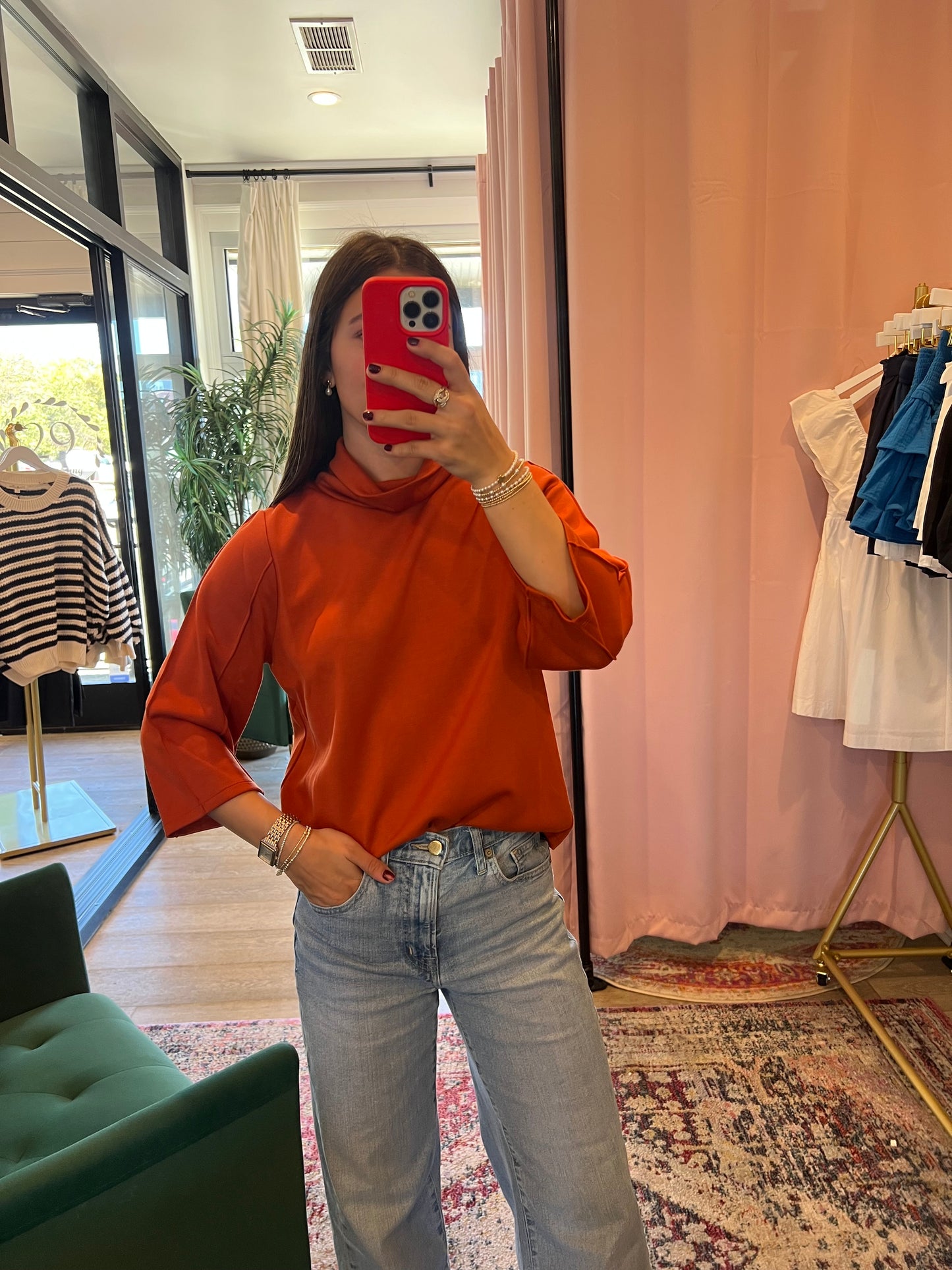 THML Rust Funnel-neck Top