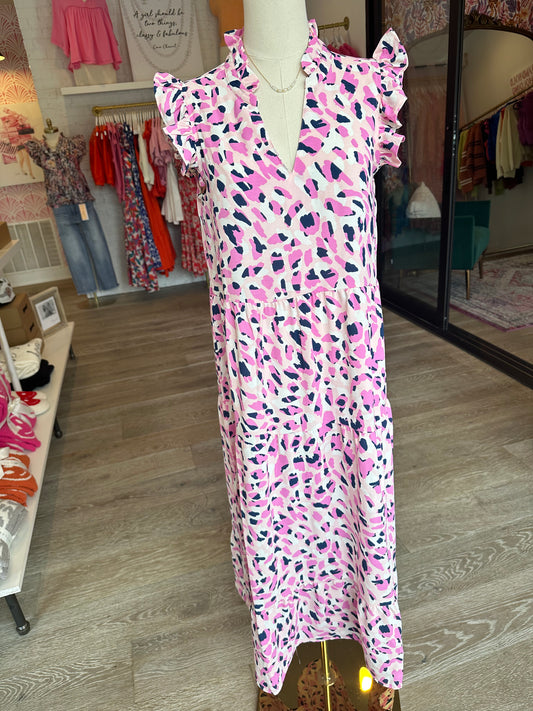 Mudpie Pink Leopard Print Dress