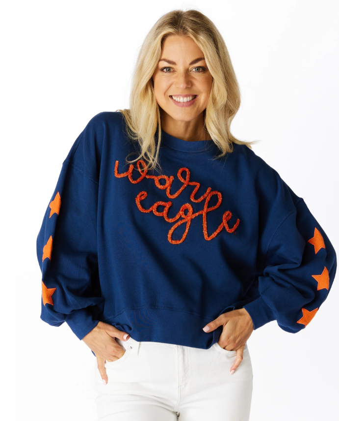 Stewart Simmons Auburn Glitter Script Balloon Pullover