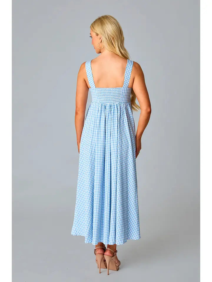 Buddy Love Gingham Dress, Blue and White