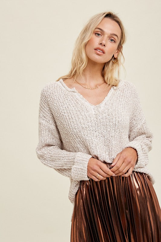 Wishlist Notched Neck Sweater