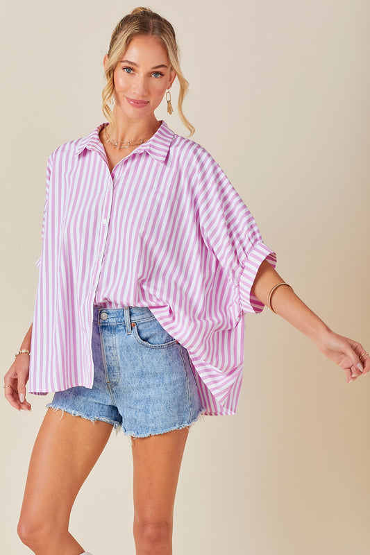 Vacay Striped Top, Pink