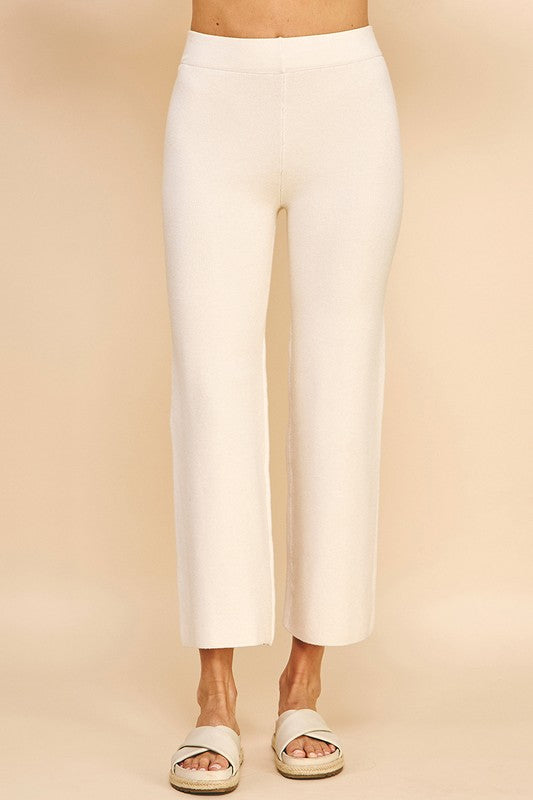 Cream Straight Leg Sweater Pants