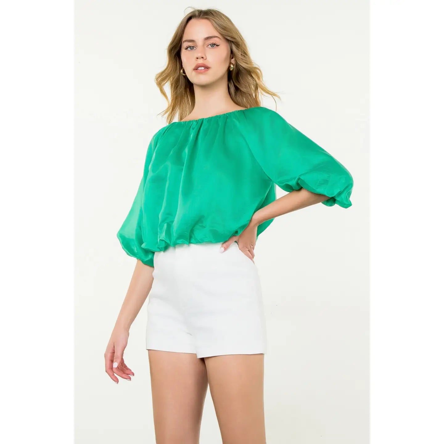 THML Puff Sleeve Flowy Blouse