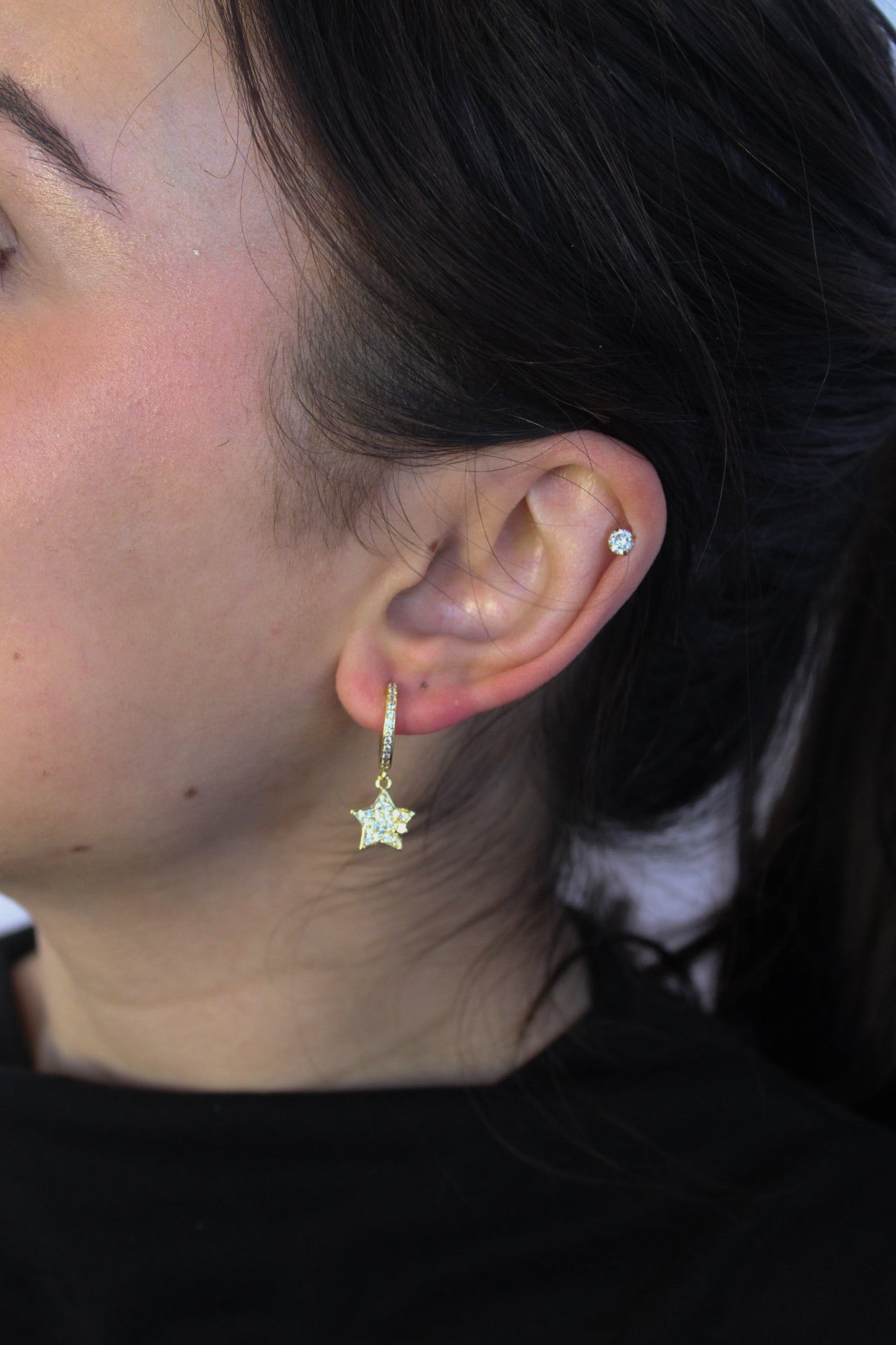 Star Huggie Earrings, Gold