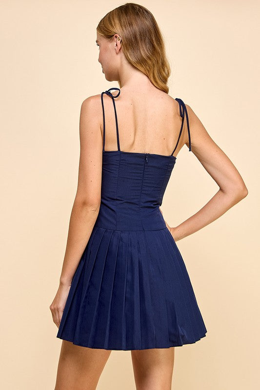 Pretty in Pleats Dress - Navy