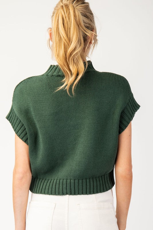 Mock Neck Sweater Top - Emerald