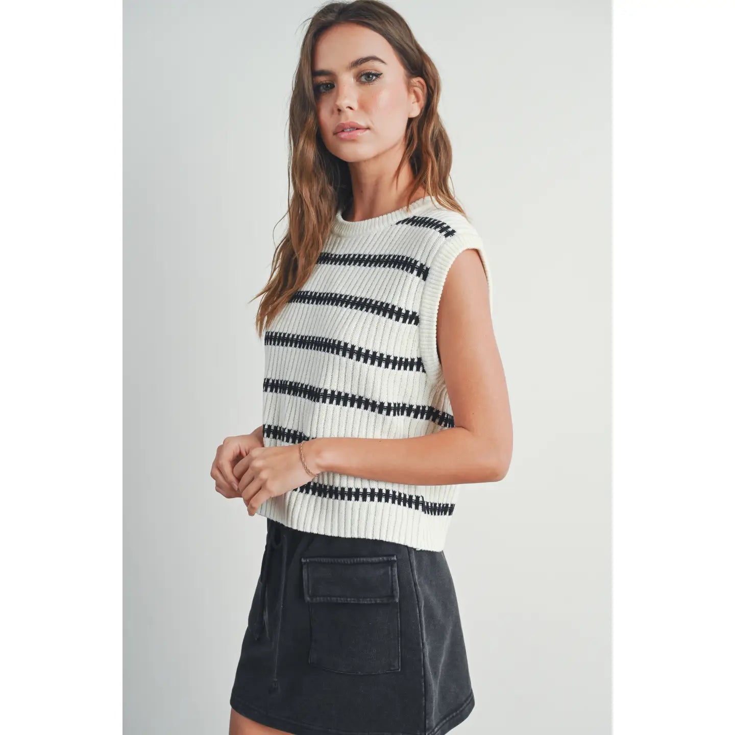 Buttermelon Striped Sweater Tank