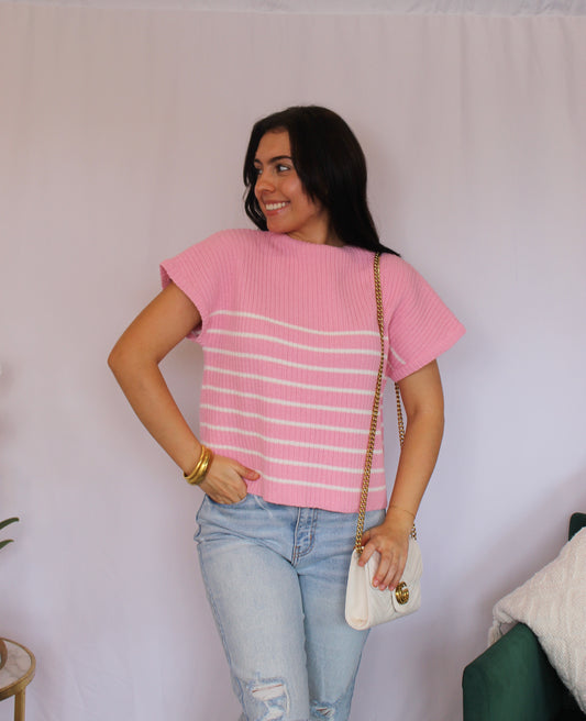 A Chill Day Top, Pink Stripes