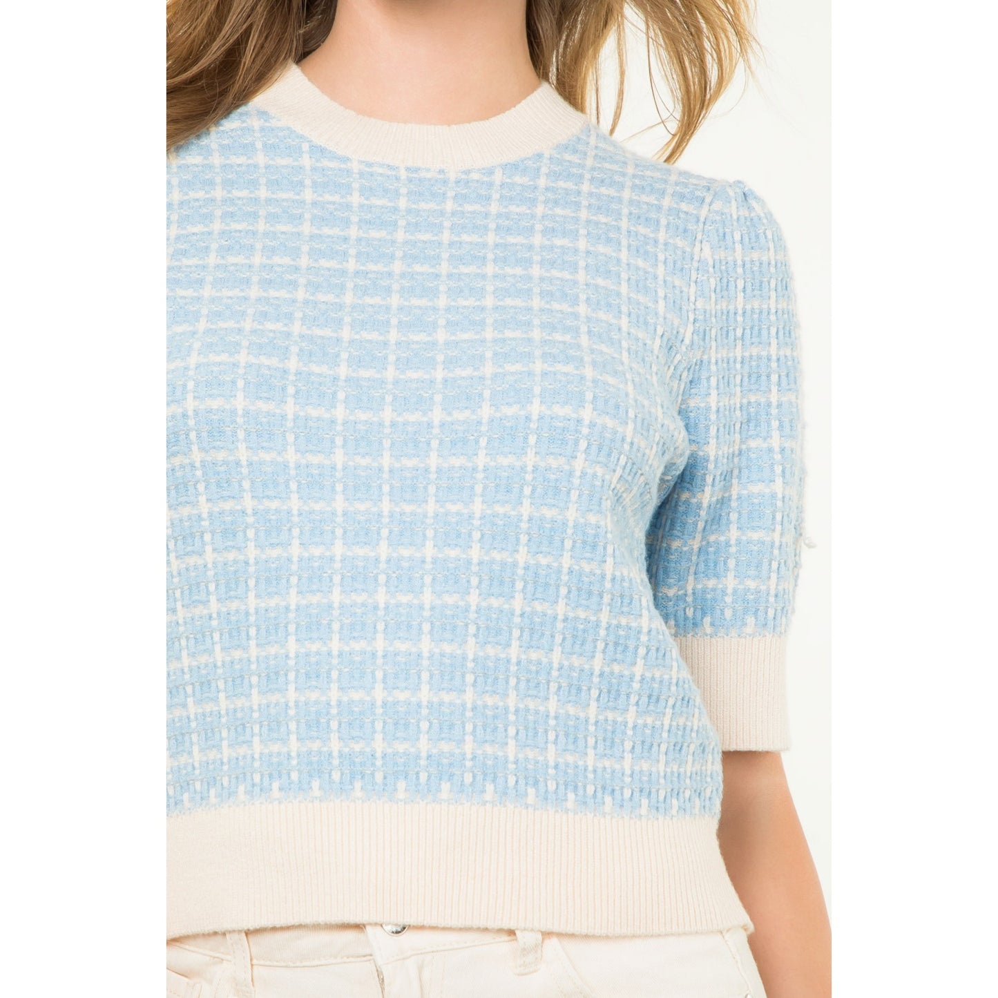 THML Puff Sleeve Knit Top