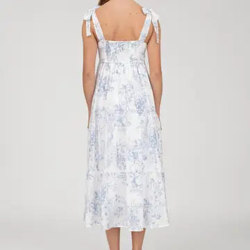 Blu Pepper Fruit Blossom Tiered Midi Dress - Blue