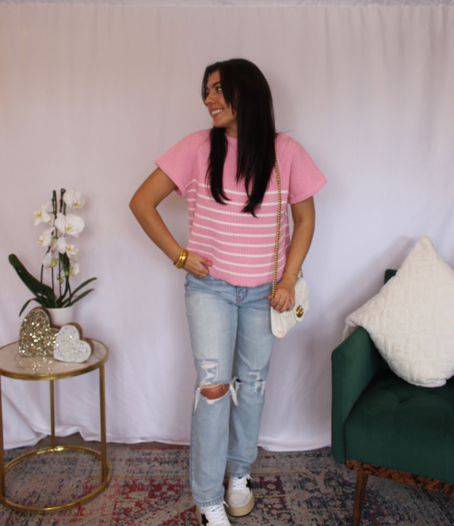 A Chill Day Top, Pink Stripes