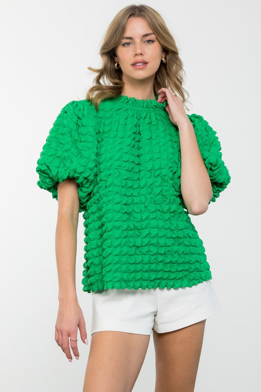 THML Puff Sleeve Textured Top
