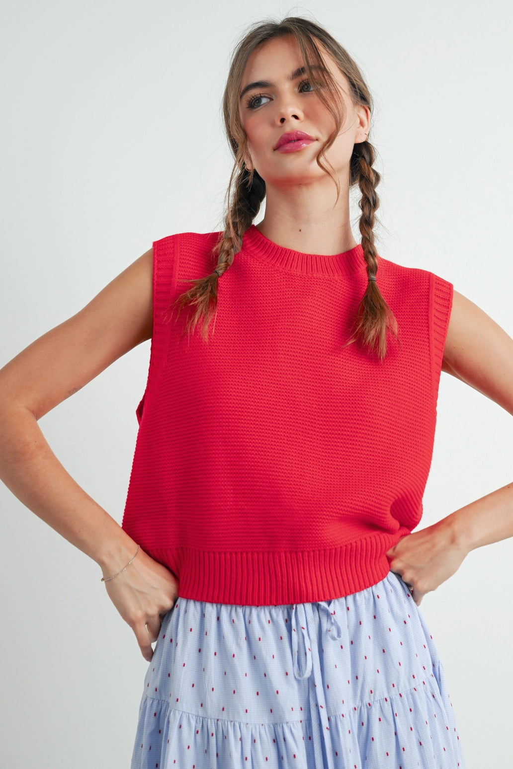 Buttermelon Knit Sweater - Red