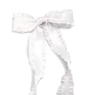 Scalloped Trim Satin Bow Ribbon Hair Clips