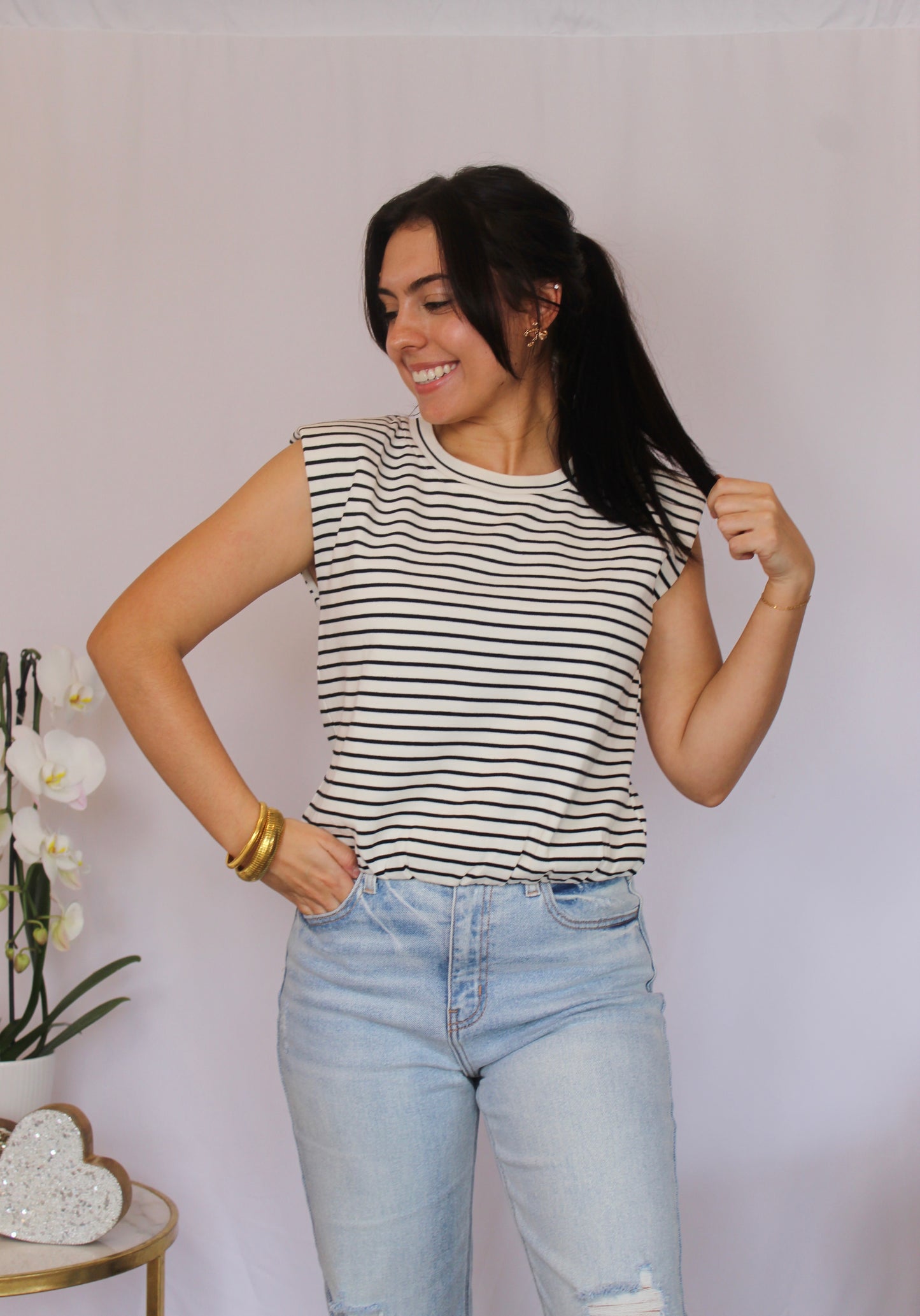 Call Me Back Striped Top, White