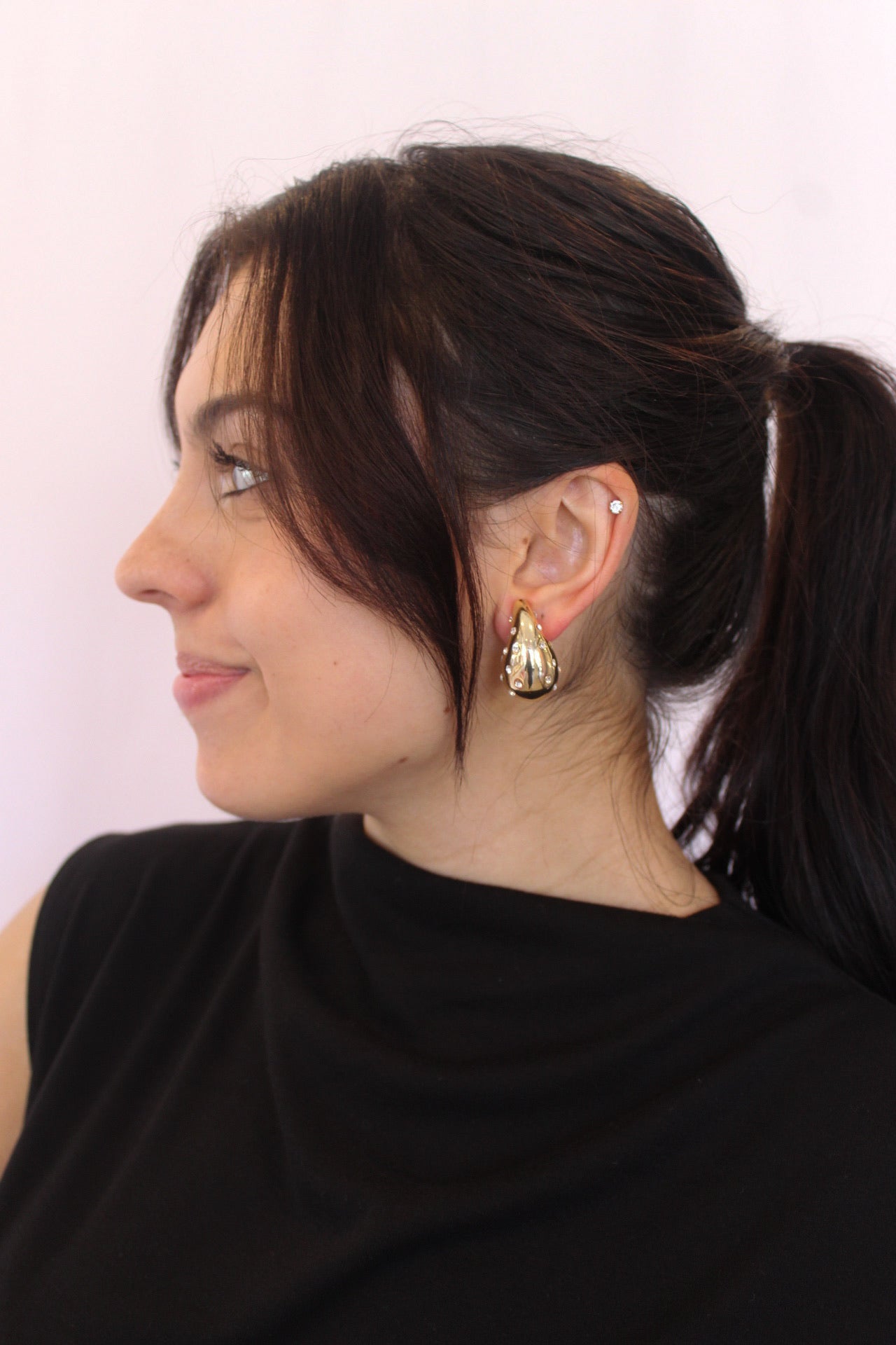 Tess Teardrop Earrings, Gold/Rhinestones