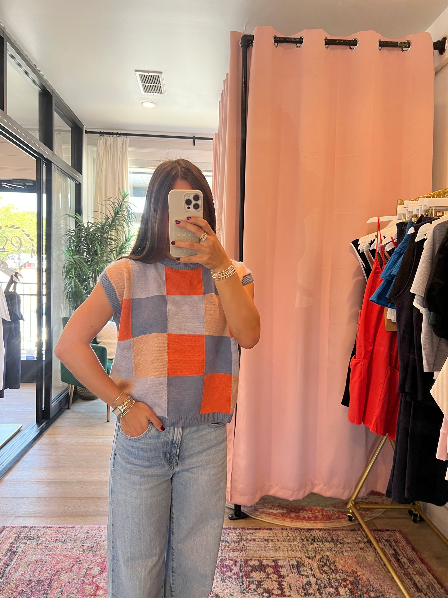 Ever to Conquer Checkered Sweater Top