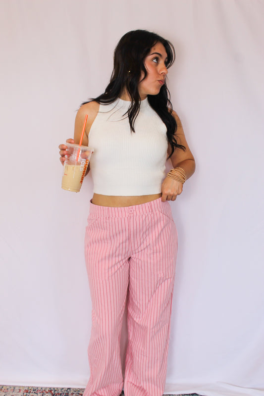 Cool Girl Pants, Pink Stripes