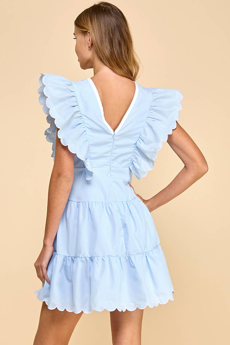 TCEC -Neckline Bow Detail Scalloped Dress