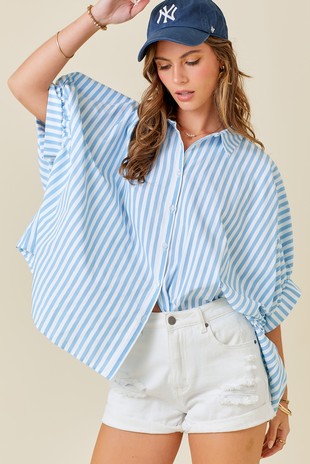 Vacay Striped Top, Blue