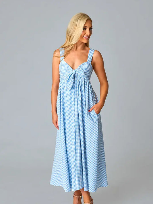 Buddy Love Gingham Dress, Blue and White