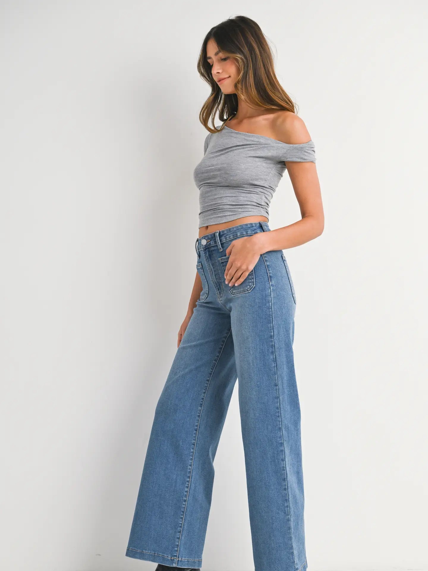 JBD Mini Patch Pocket Wide Leg Jeans