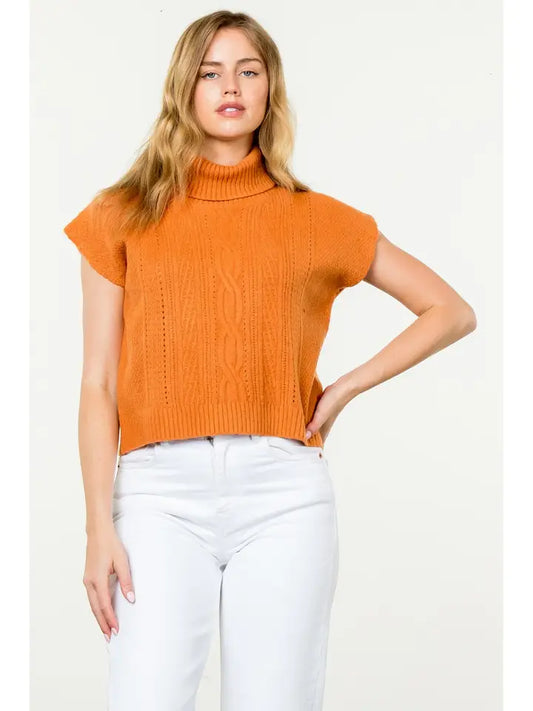 THML Cable Knit Sweater Vest - Orange