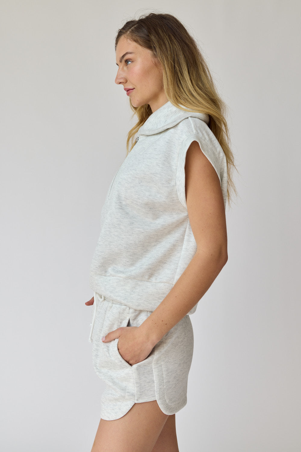 Papermoon Blake Half Zip Cropped Sweatshirt