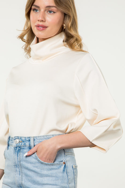 Funnel Neck Top- Cream