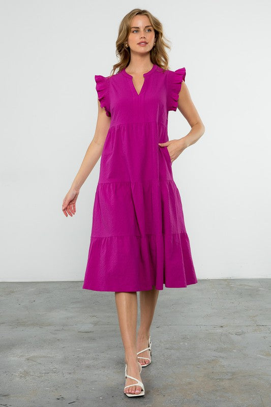 THML Ruffle Sleeve Tiered Dress